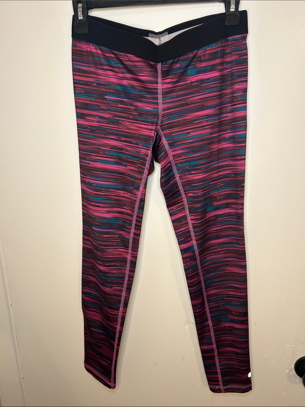 Soffe Women's Multicolor Space-Dye Leggings - Pink & Teal Stripes